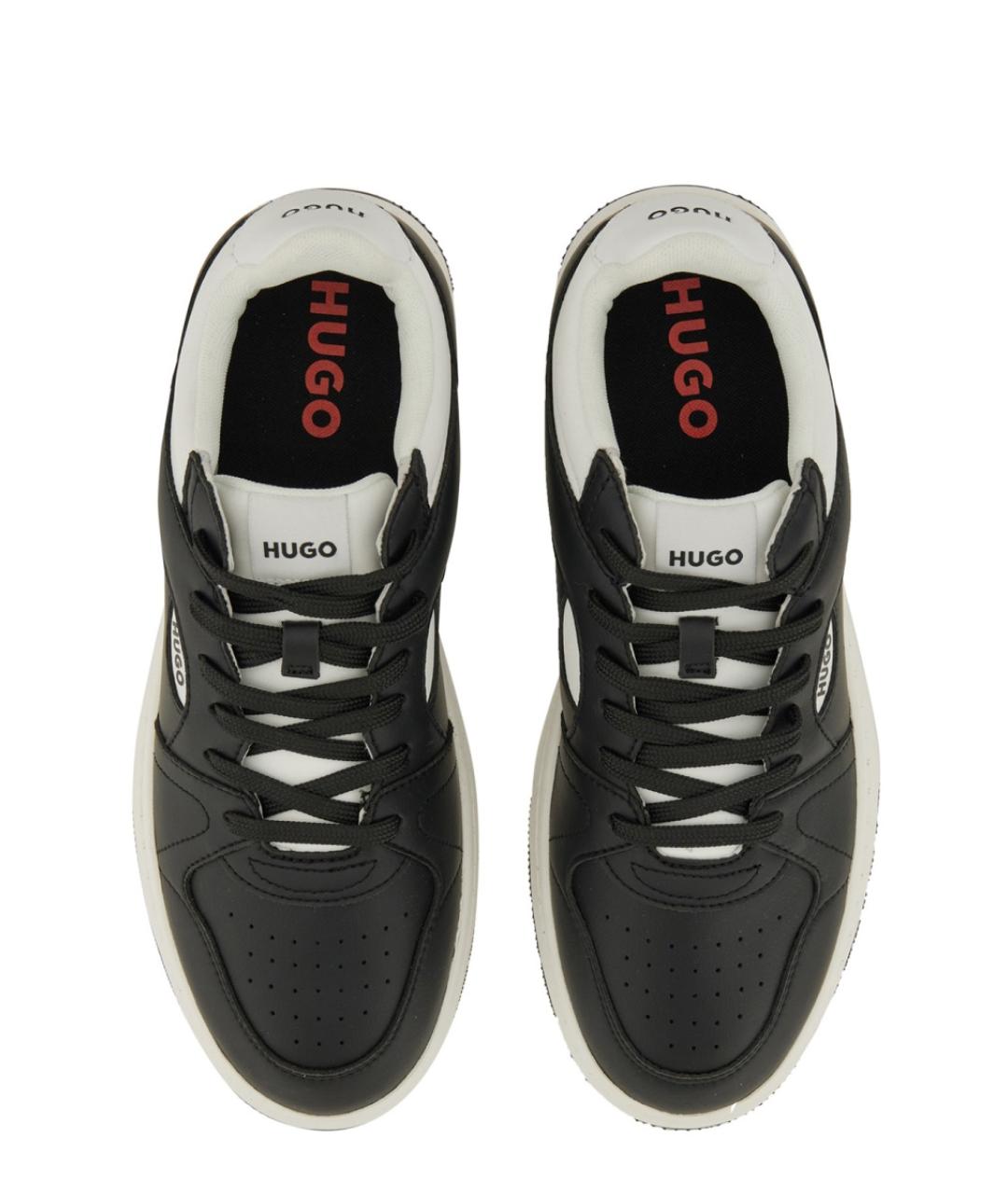 HUGO Черные кожаные низкие кроссовки / кеды, фото 5