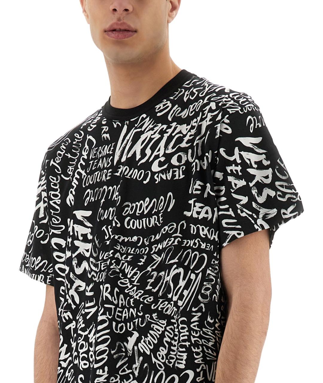 VERSACE JEANS COUTURE Черная хлопковая футболка, фото 4