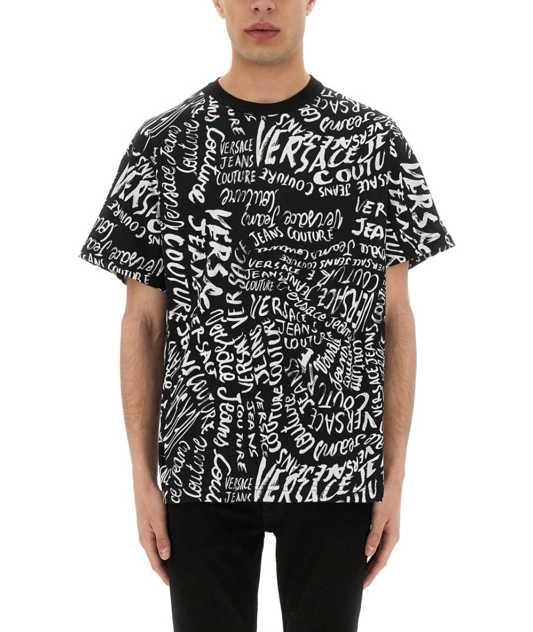 VERSACE JEANS COUTURE Черная хлопковая футболка, фото 5