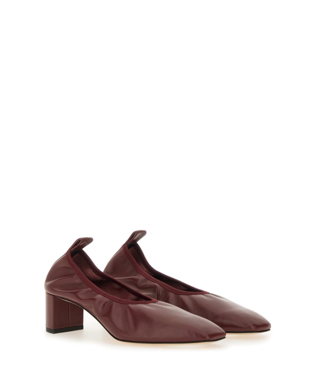 AEYDE Бордовые кожаные лодочки на низком каблуке, фото 2