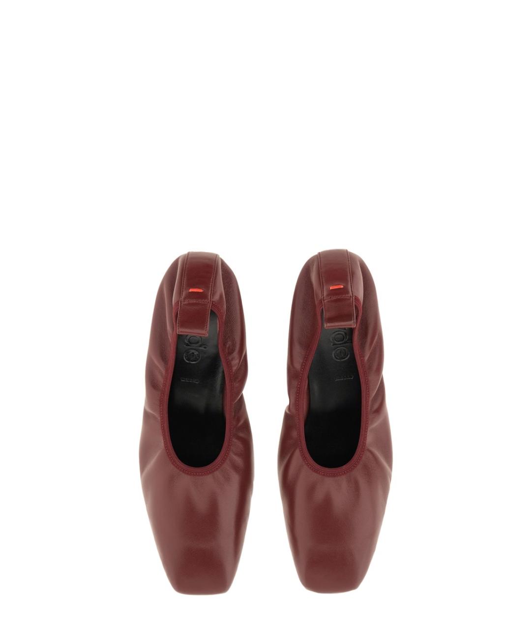 AEYDE Бордовые кожаные лодочки на низком каблуке, фото 5