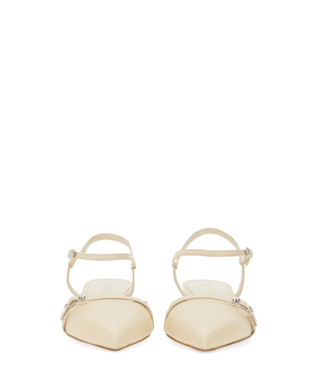 AEYDE Белые кожаные лодочки на низком каблуке, фото 5