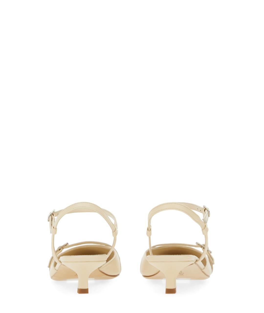 AEYDE Белые кожаные лодочки на низком каблуке, фото 4