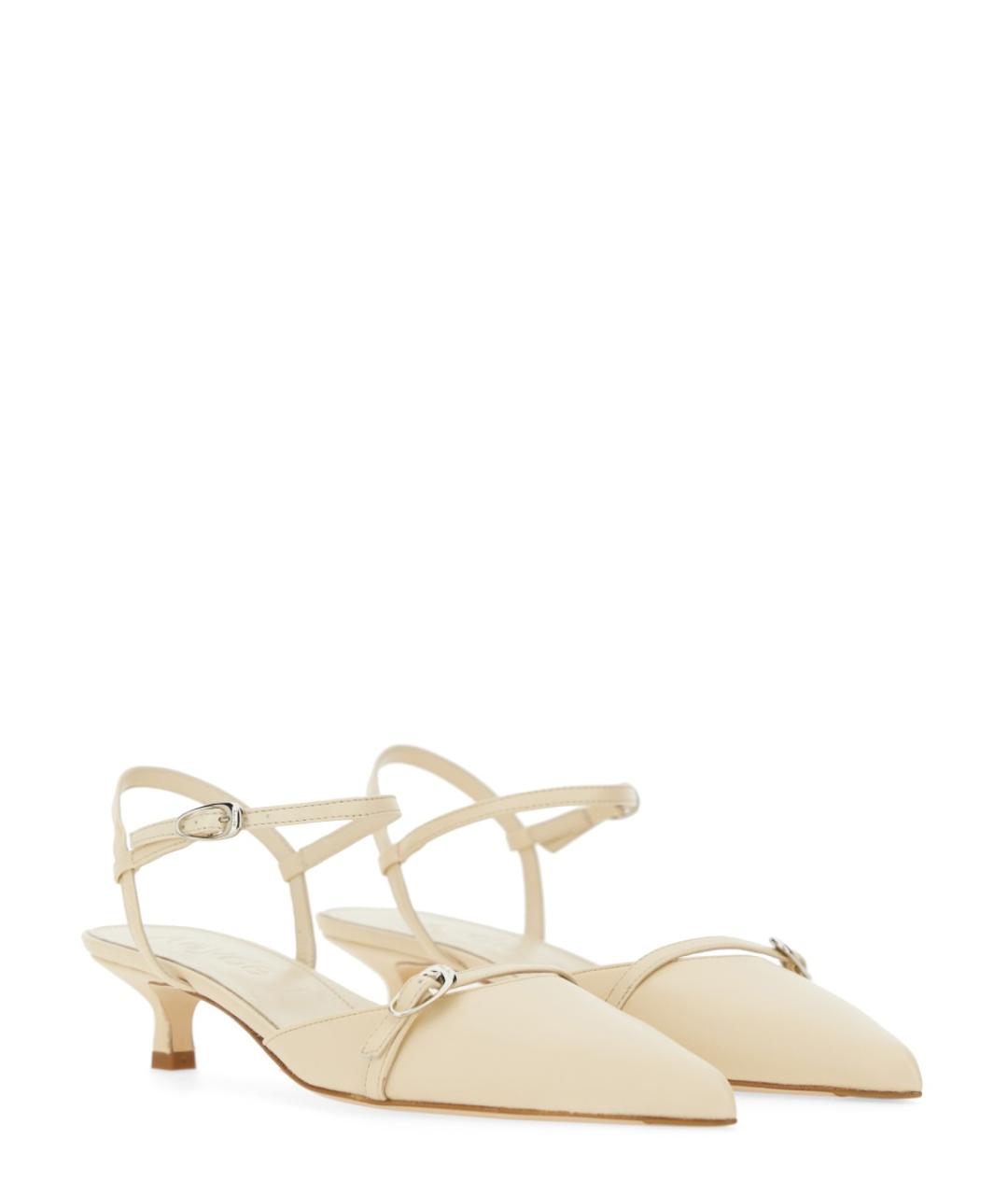 AEYDE Белые кожаные лодочки на низком каблуке, фото 2