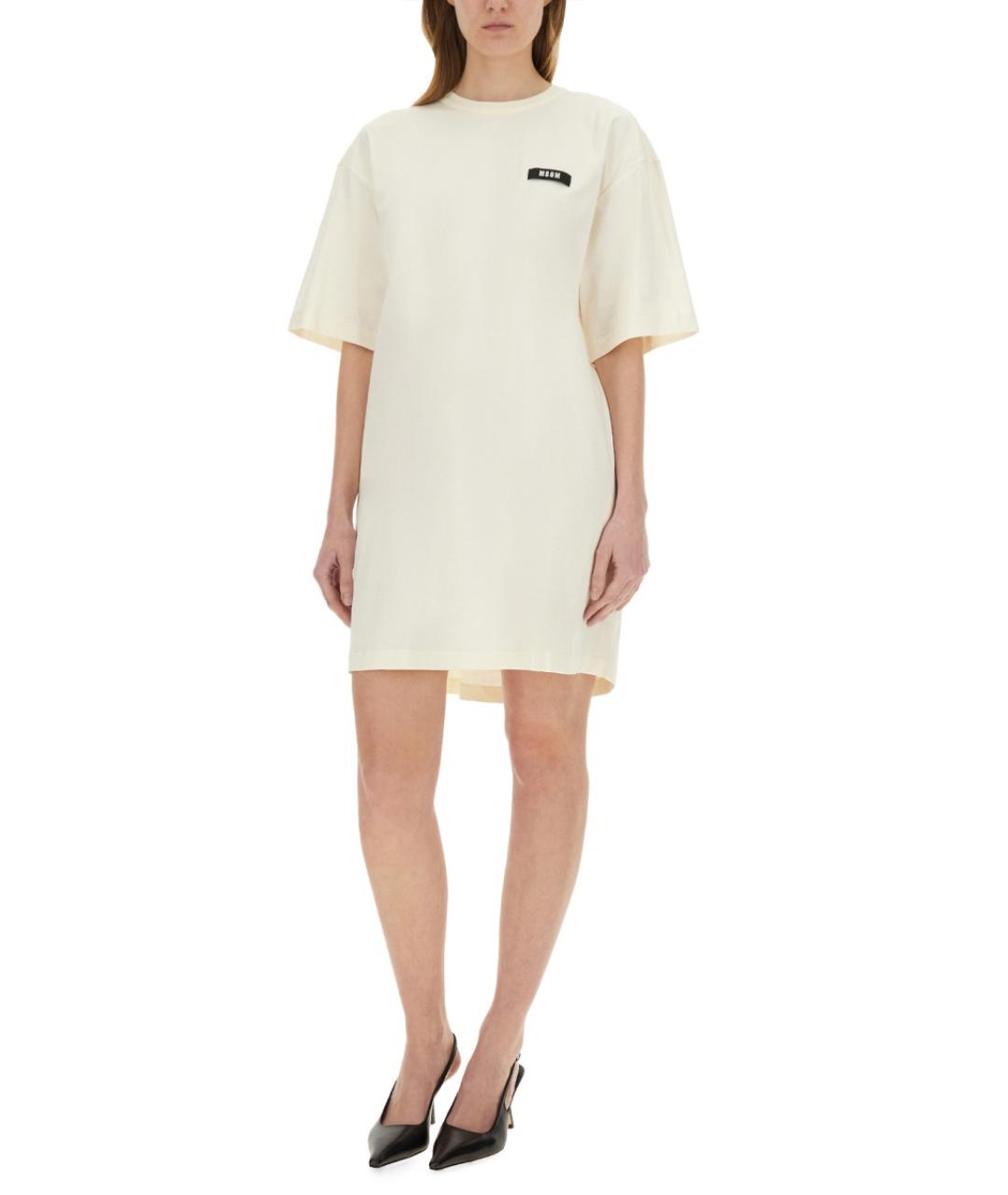 MSGM Белое хлопковое повседневное платье, фото 4