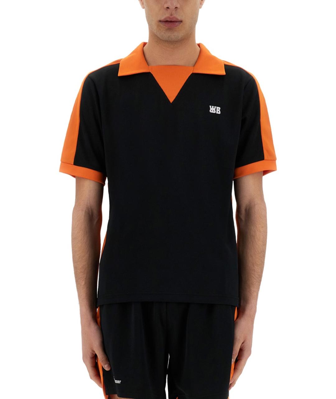 WALES BONNER Черное хлопко-полиэстеровое поло с коротким рукавом, фото 5