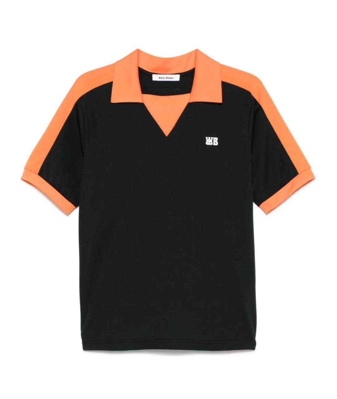 WALES BONNER Черное хлопко-полиэстеровое поло с коротким рукавом, фото 1