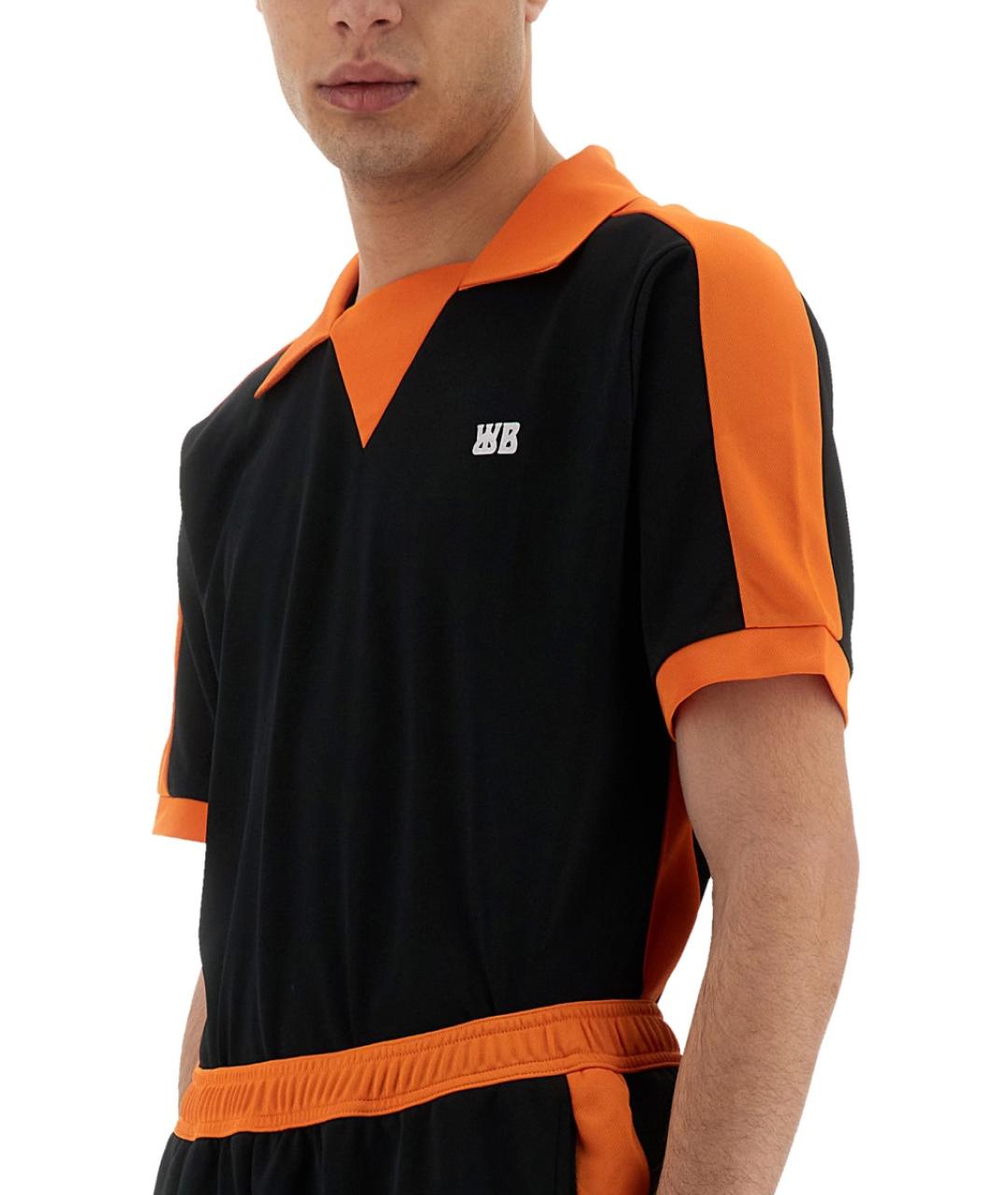 WALES BONNER Черное хлопко-полиэстеровое поло с коротким рукавом, фото 4