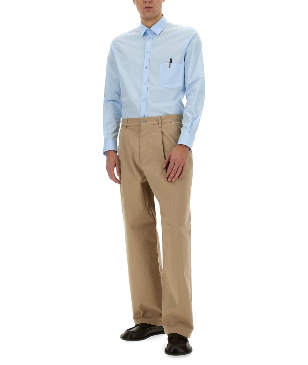 MOSCHINO Голубая хлопковая классическая рубашка, фото 2