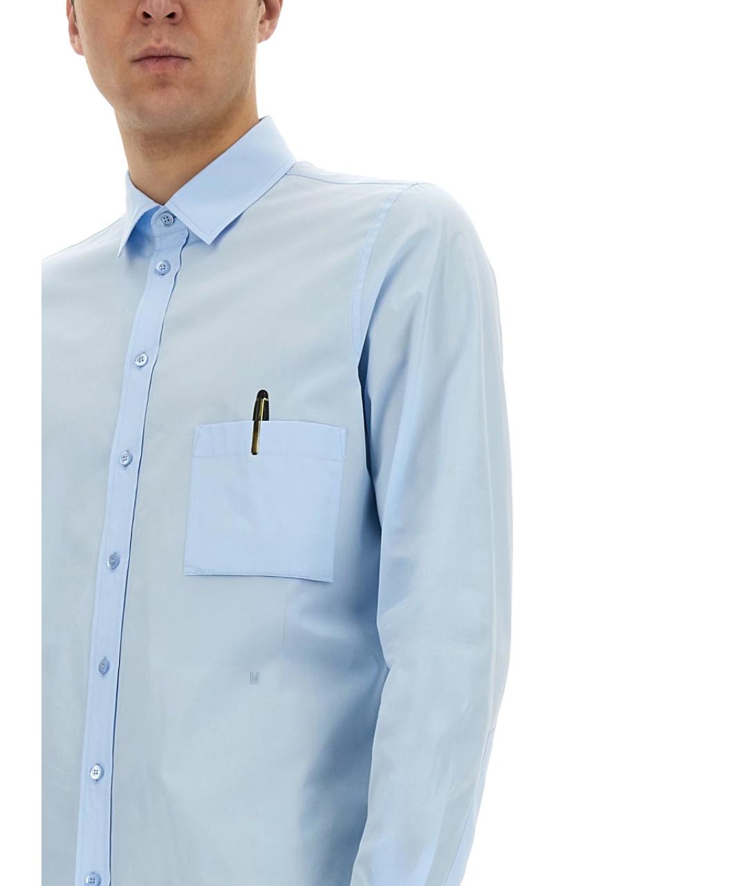 MOSCHINO Голубая хлопковая классическая рубашка, фото 4