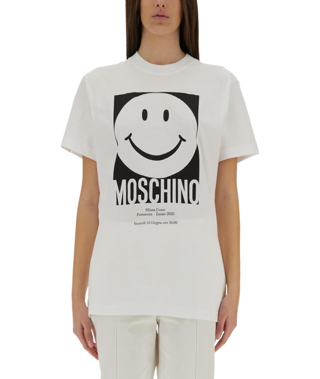 MOSCHINO Белая хлопковая футболка, фото 2