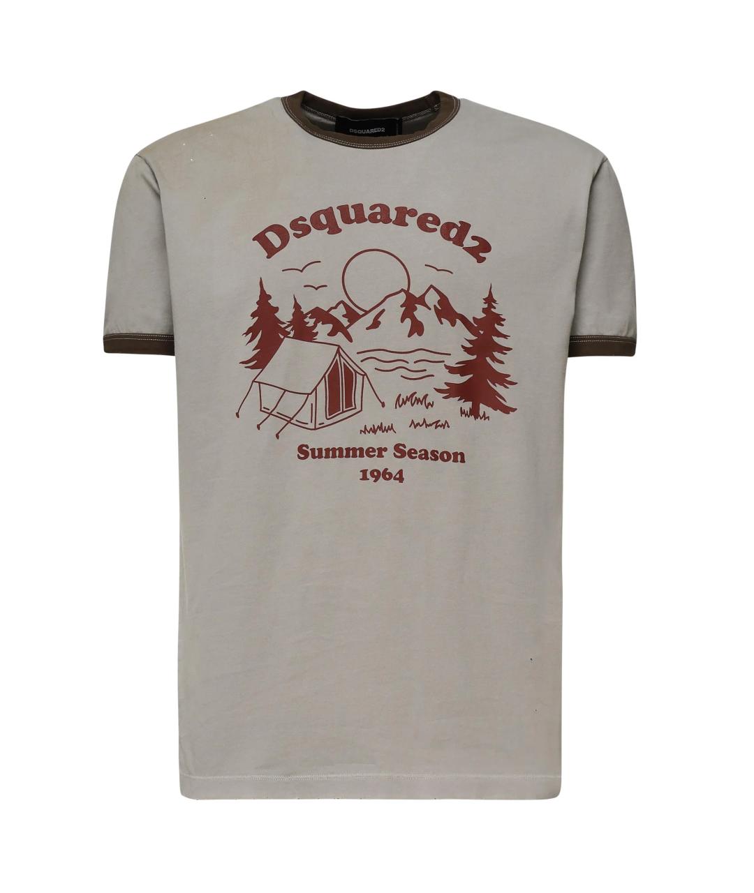 DSQUARED2 Серая хлопковая футболка, фото 1