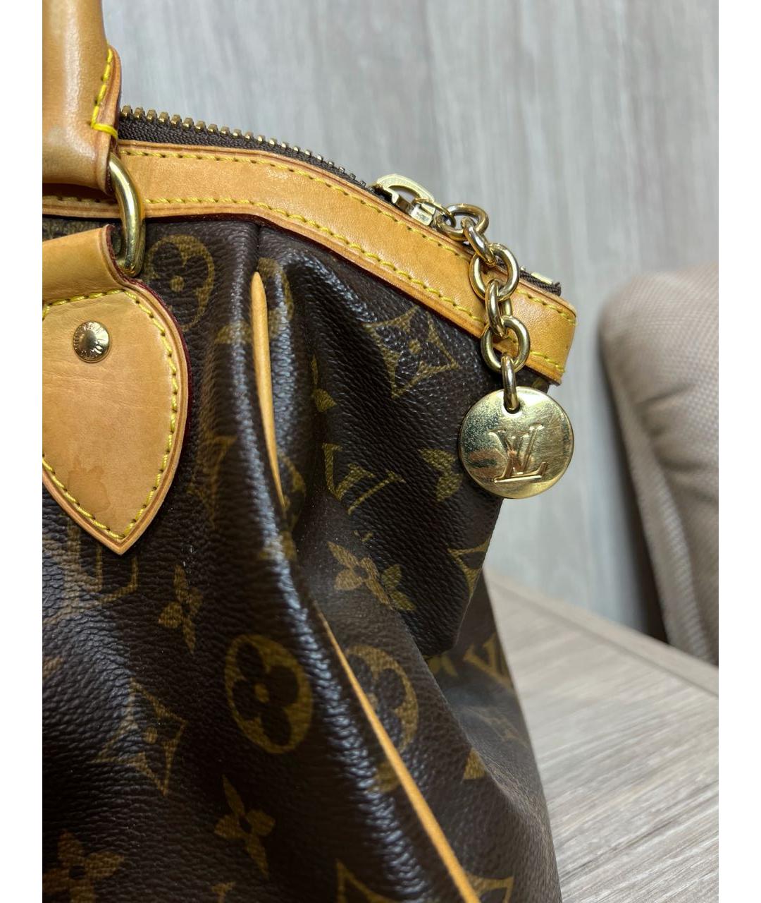 LOUIS VUITTON Коричневая кожаная сумка с короткими ручками, фото 3