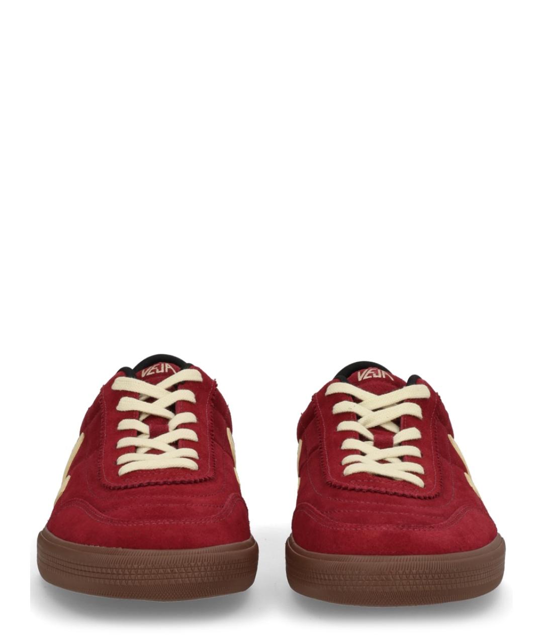 VEJA Бордовые кожаные низкие кроссовки / кеды, фото 3