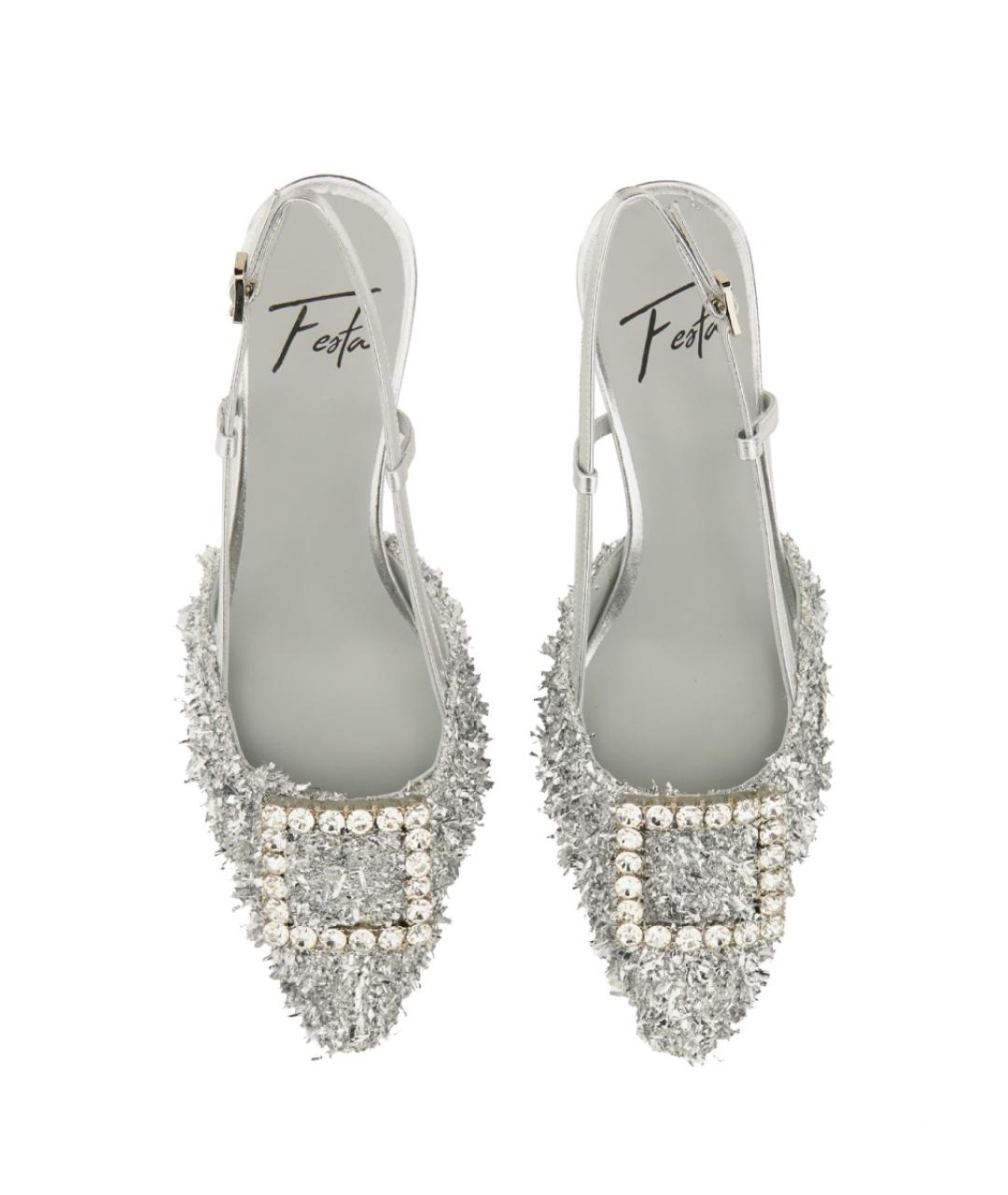 ROBERTO FESTA Серебряные текстильные туфли, фото 2