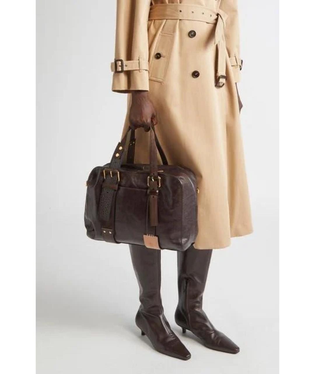 MOSCHINO Коричневая кожаная сумка тоут, фото 7