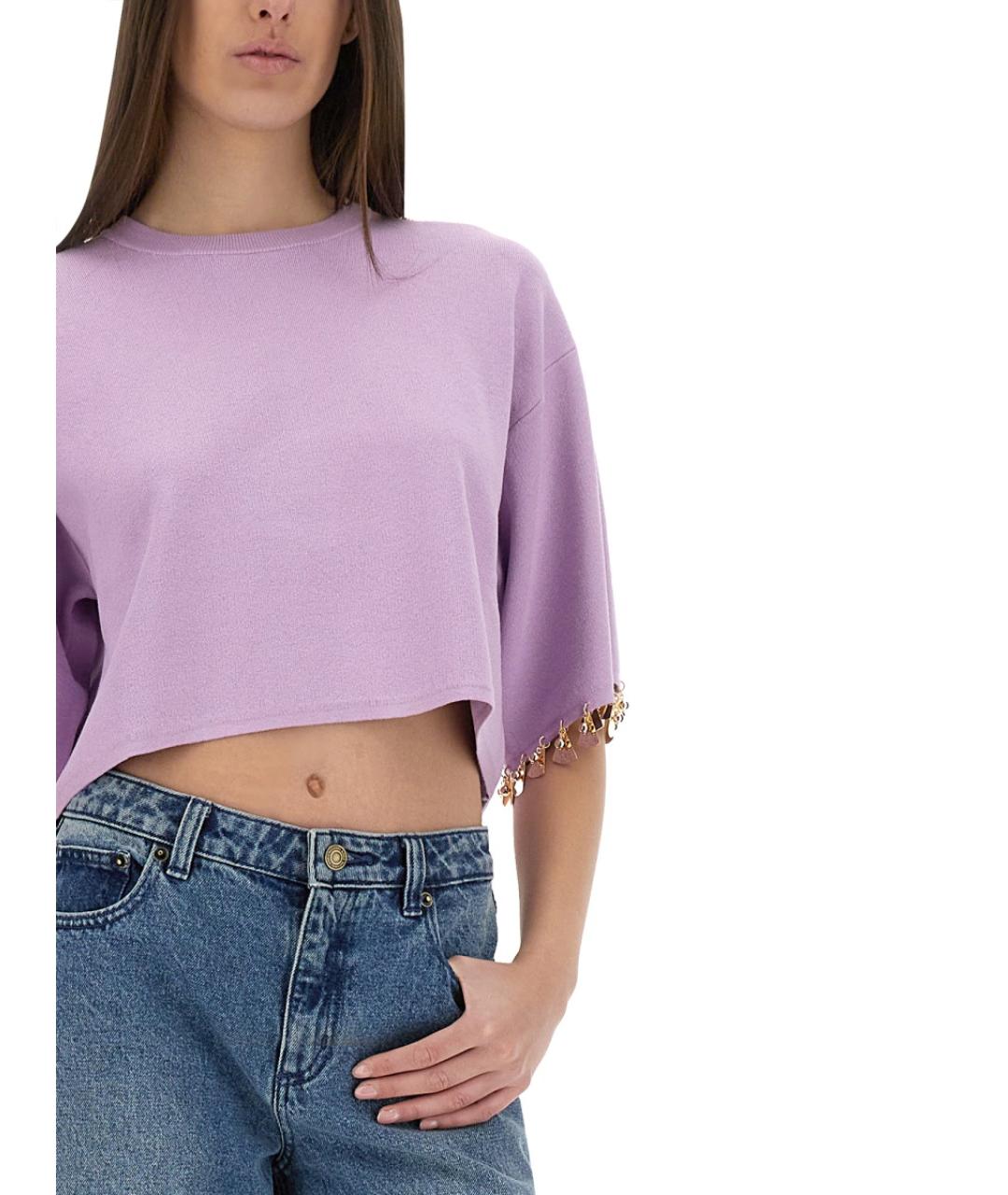 PACO RABANNE Фиолетовая шелковая футболка, фото 4