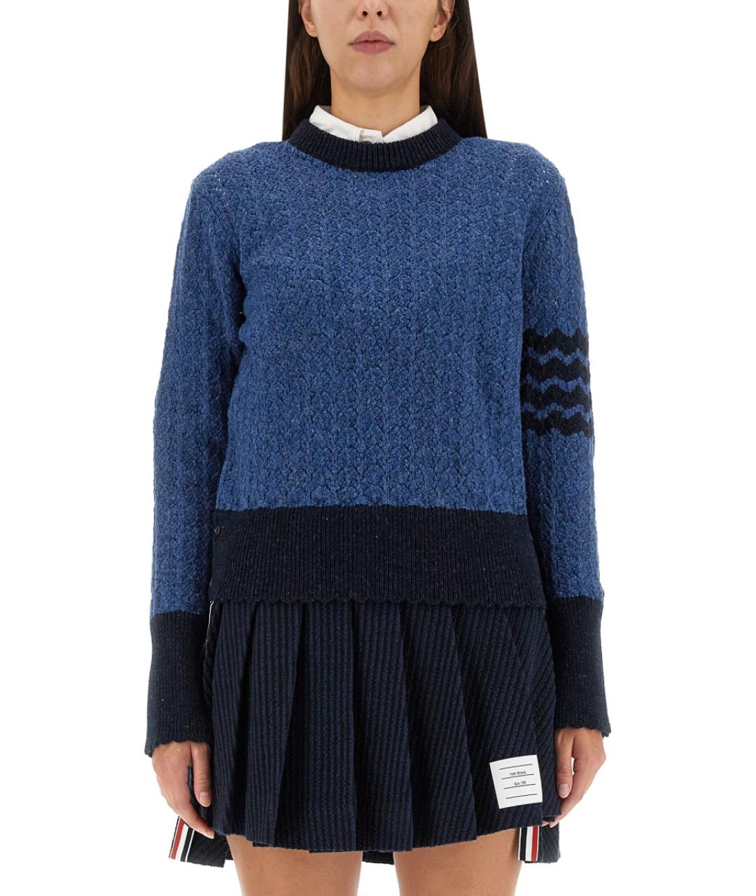 THOM BROWNE Синий шерстяной джемпер / свитер, фото 2