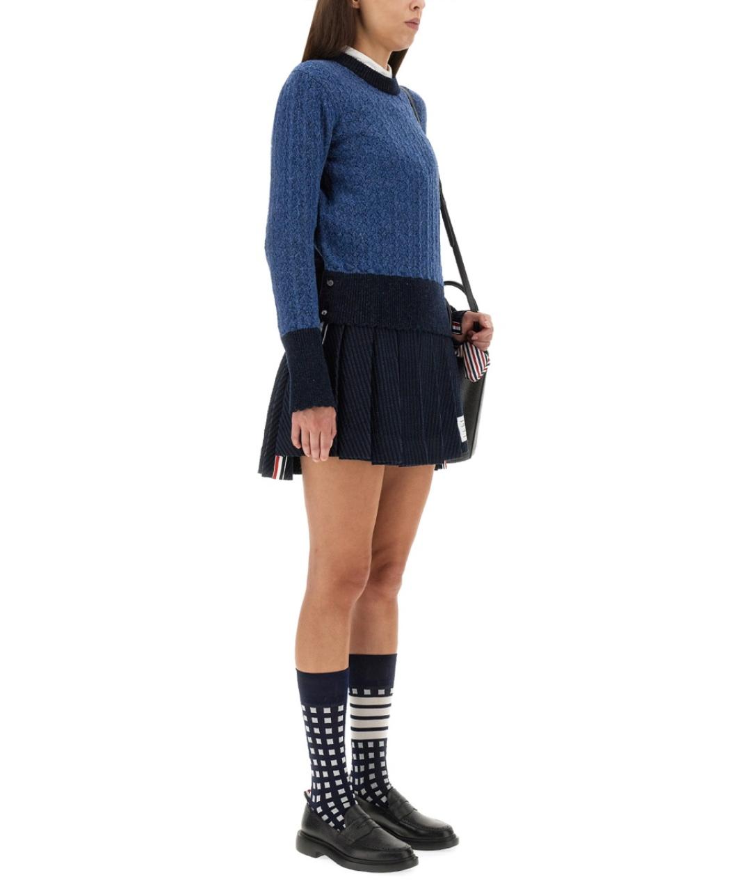 THOM BROWNE Синий шерстяной джемпер / свитер, фото 3