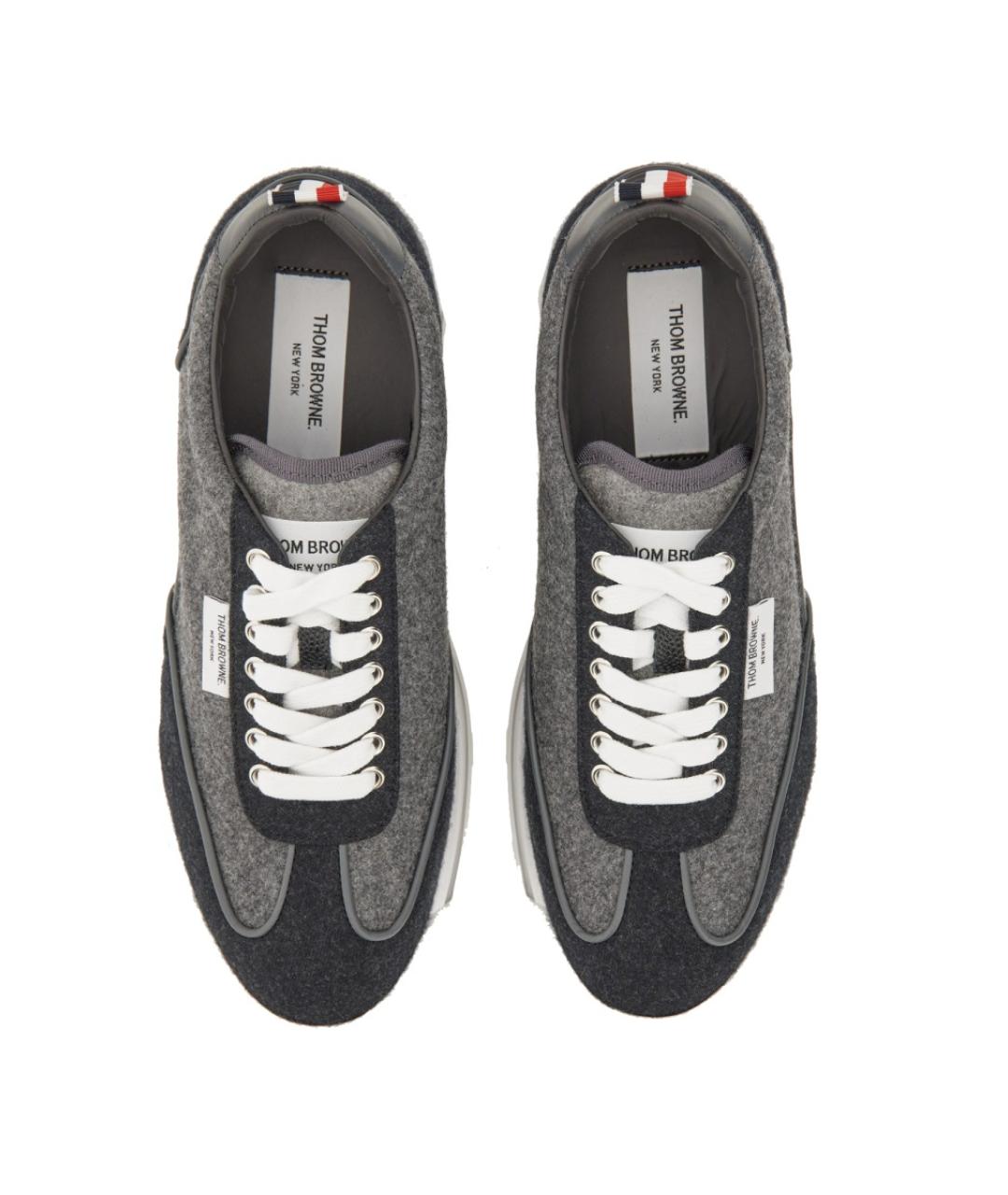 THOM BROWNE Серые текстильные низкие кроссовки / кеды, фото 2