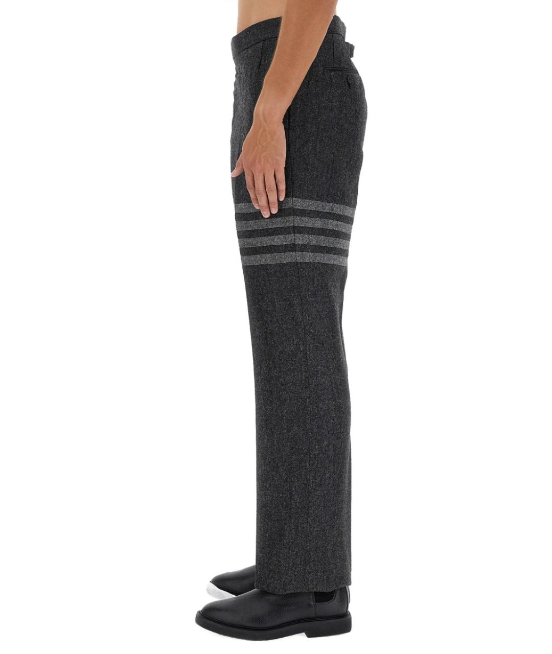 THOM BROWNE Серые шерстяные повседневные брюки, фото 5