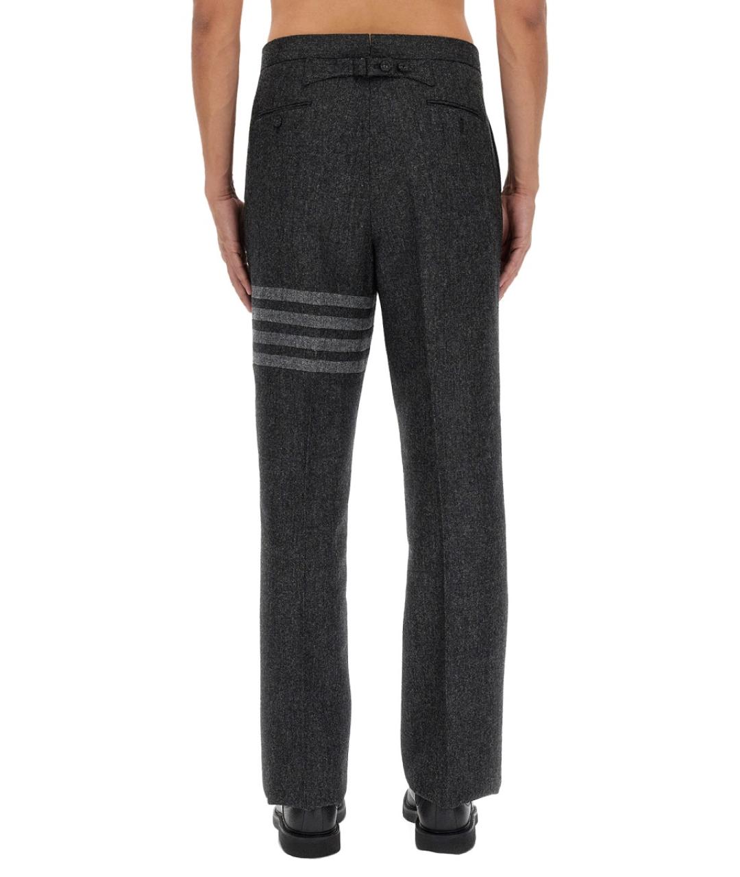 THOM BROWNE Серые шерстяные повседневные брюки, фото 4
