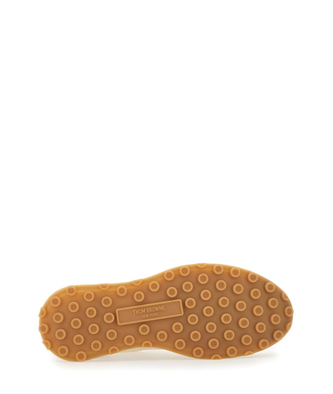 THOM BROWNE Бежевые кожаные низкие кроссовки / кеды, фото 5