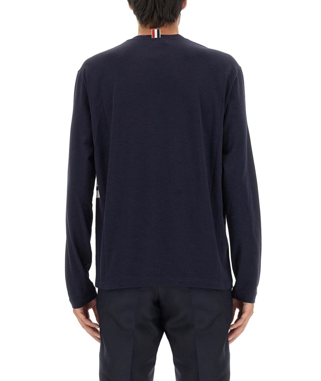 THOM BROWNE Синий шерстяной джемпер / свитер, фото 3