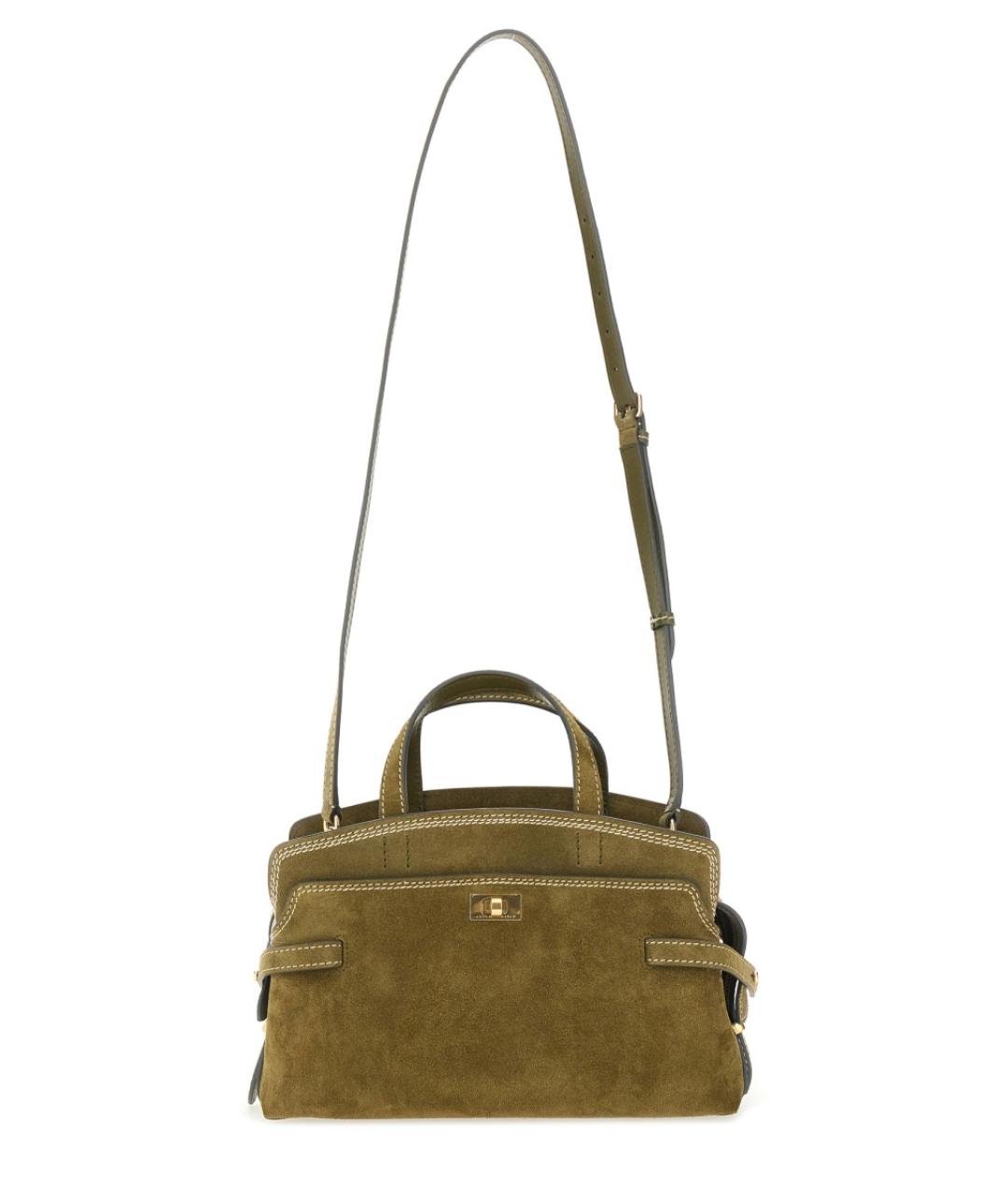 ANYA HINDMARCH Зеленая замшевая сумка через плечо, фото 2