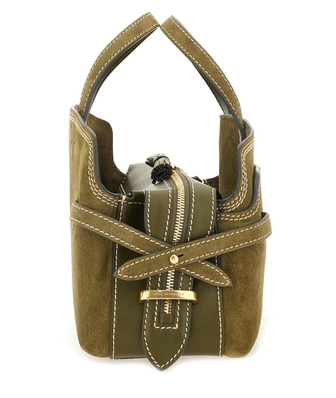 ANYA HINDMARCH Зеленая замшевая сумка через плечо, фото 4