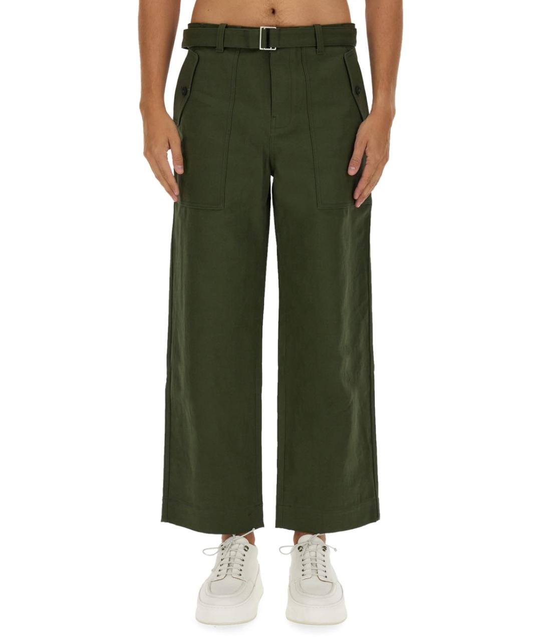 MAISON KITSUNE Зеленые хлопковые повседневные брюки, фото 5