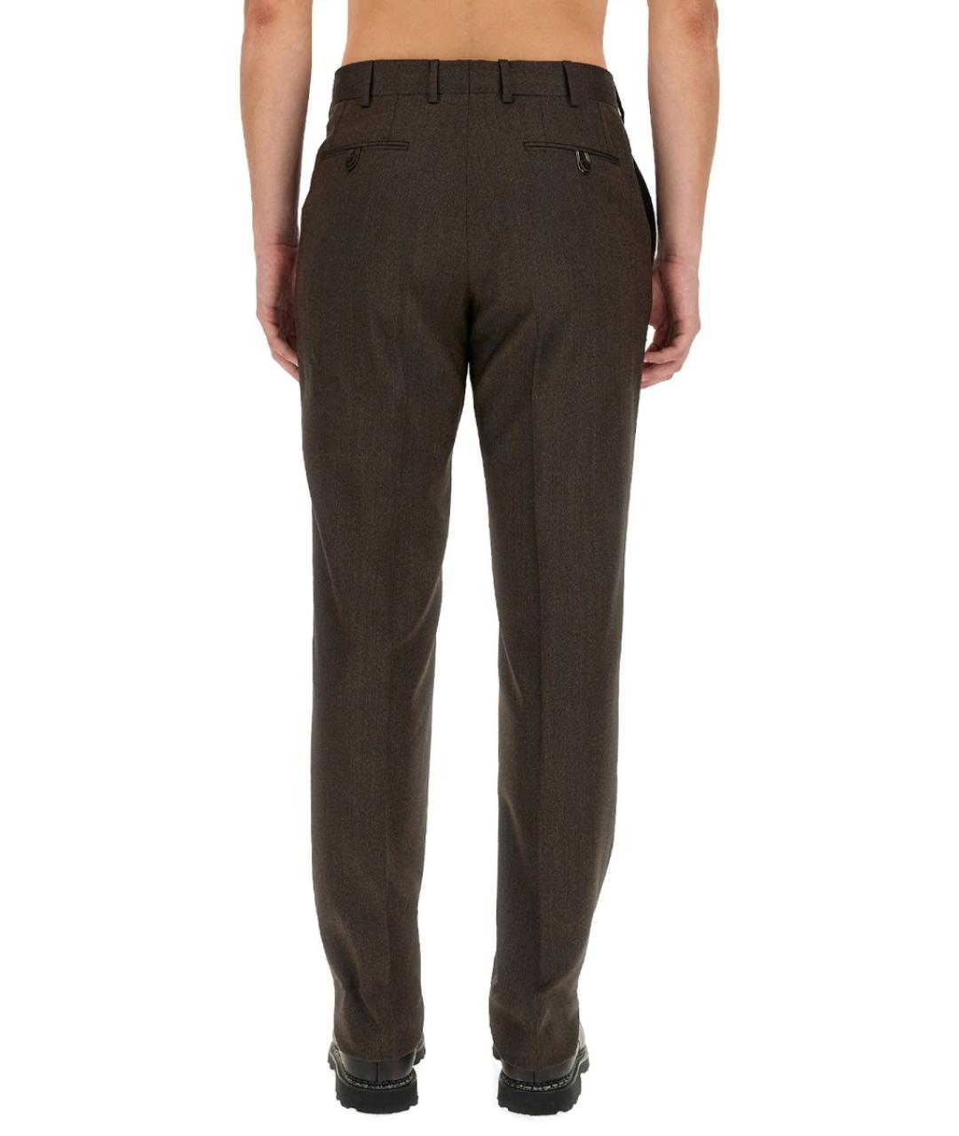 BRIONI Коричневые шерстяные классические брюки, фото 4