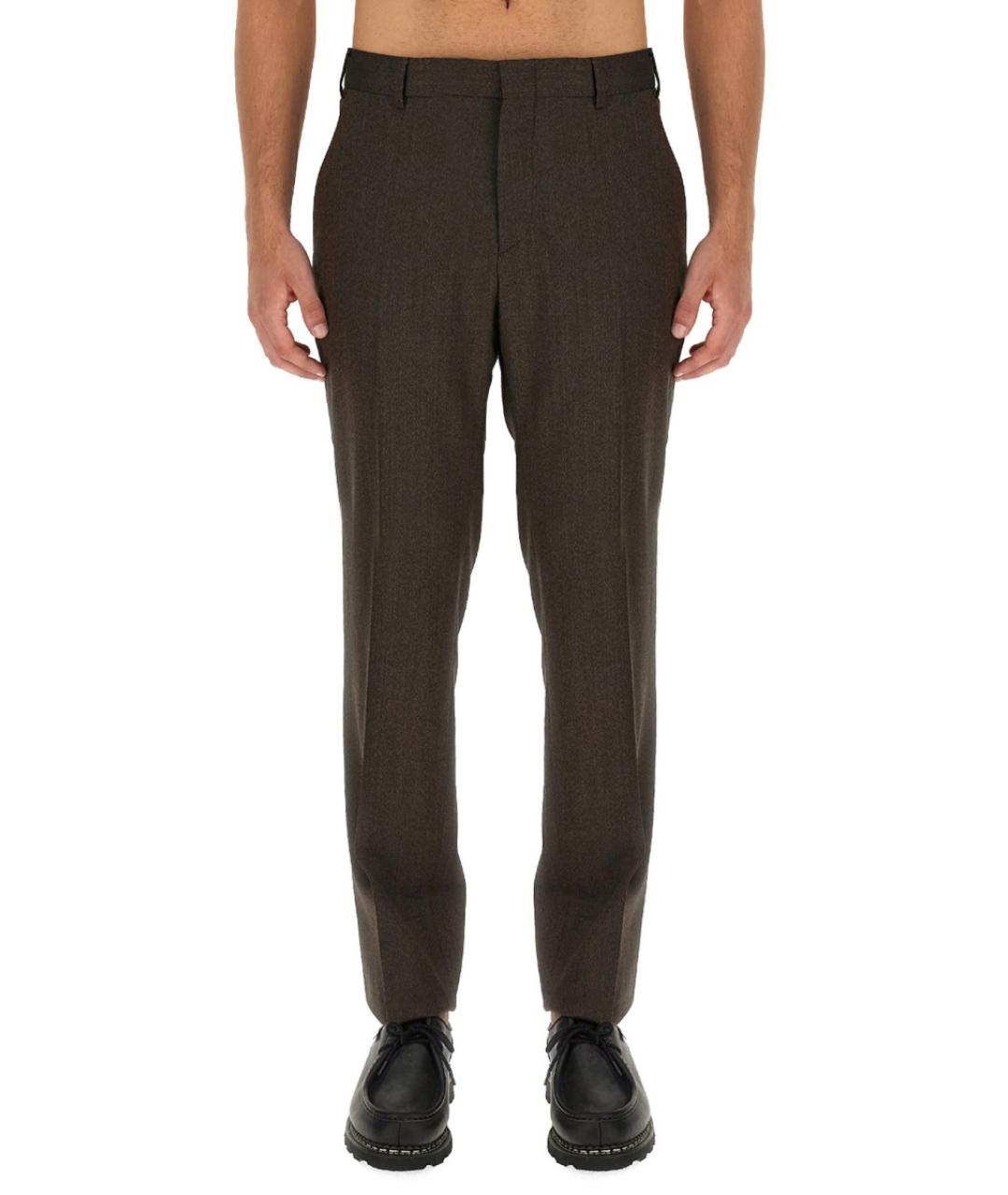 BRIONI Коричневые шерстяные классические брюки, фото 5
