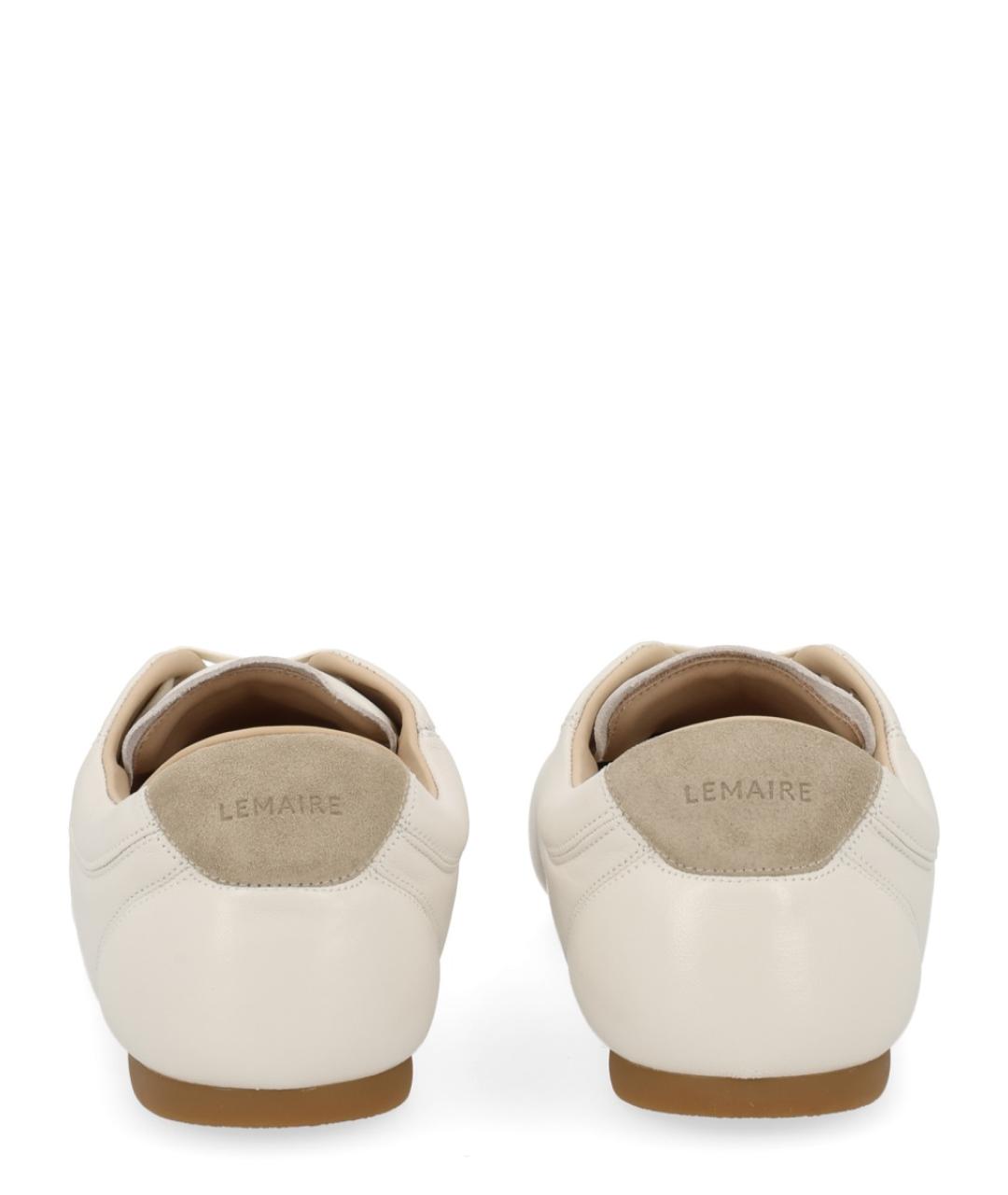 LEMAIRE Бежевые кожаные низкие кроссовки / кеды, фото 3