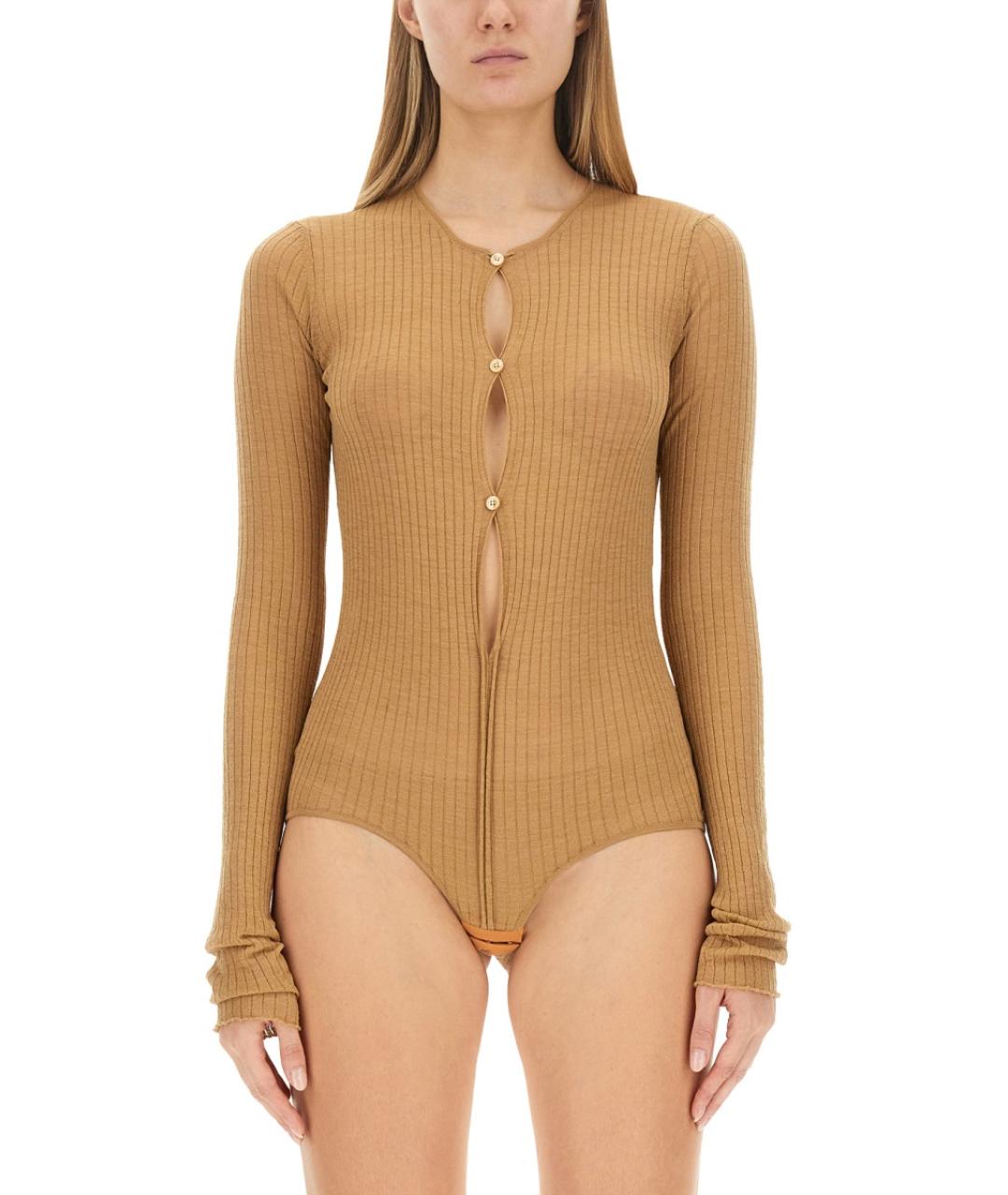 SPORTMAX Бежевый шерстяной джемпер / свитер, фото 2