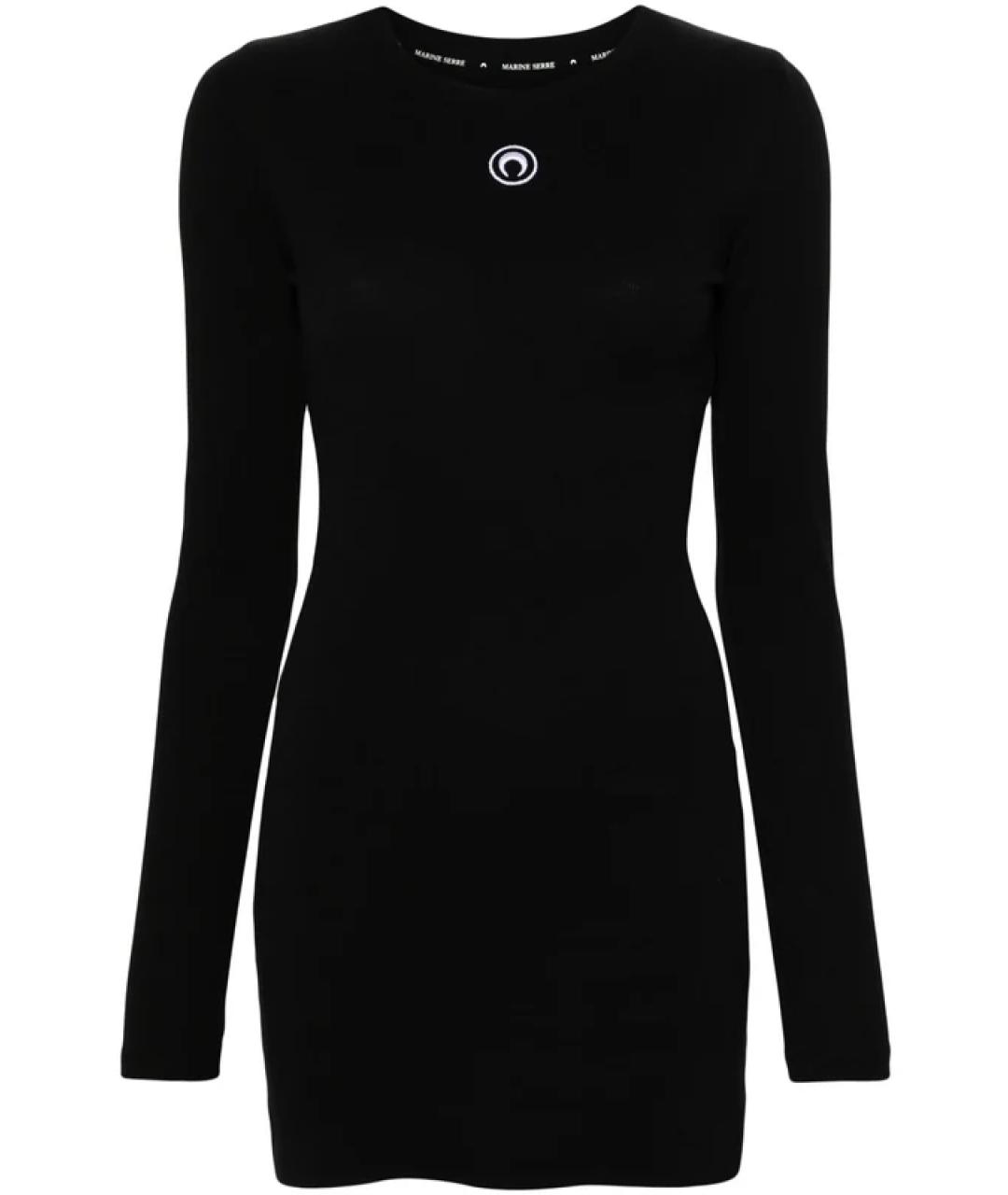 MARINE SERRE Черное хлопковое повседневное платье, фото 1