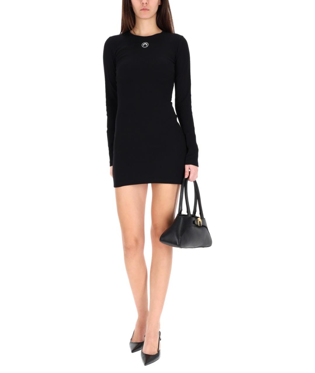 MARINE SERRE Черное хлопковое повседневное платье, фото 2