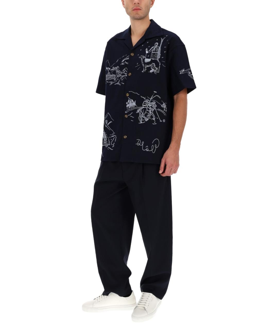 Drole de Monsieur Синяя хлопковая кэжуал рубашка, фото 2