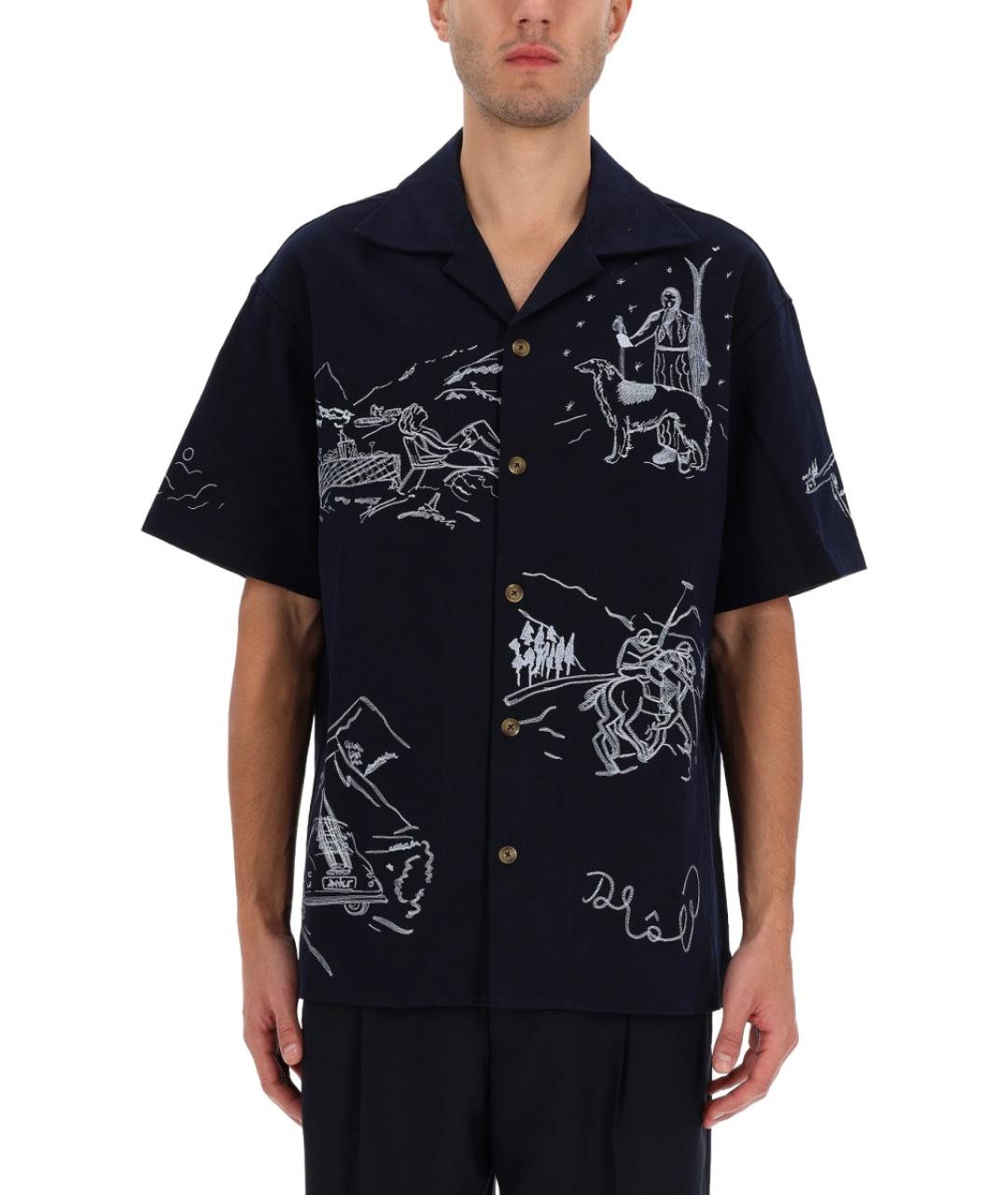 Drole de Monsieur Синяя хлопковая кэжуал рубашка, фото 4