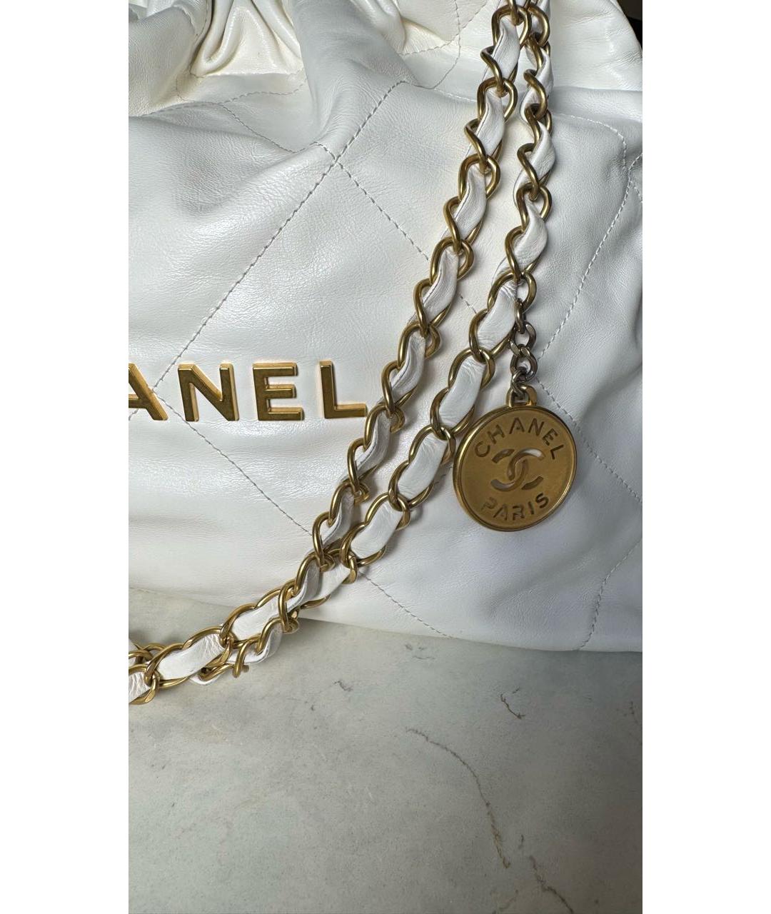 CHANEL Белая кожаная сумка через плечо, фото 6