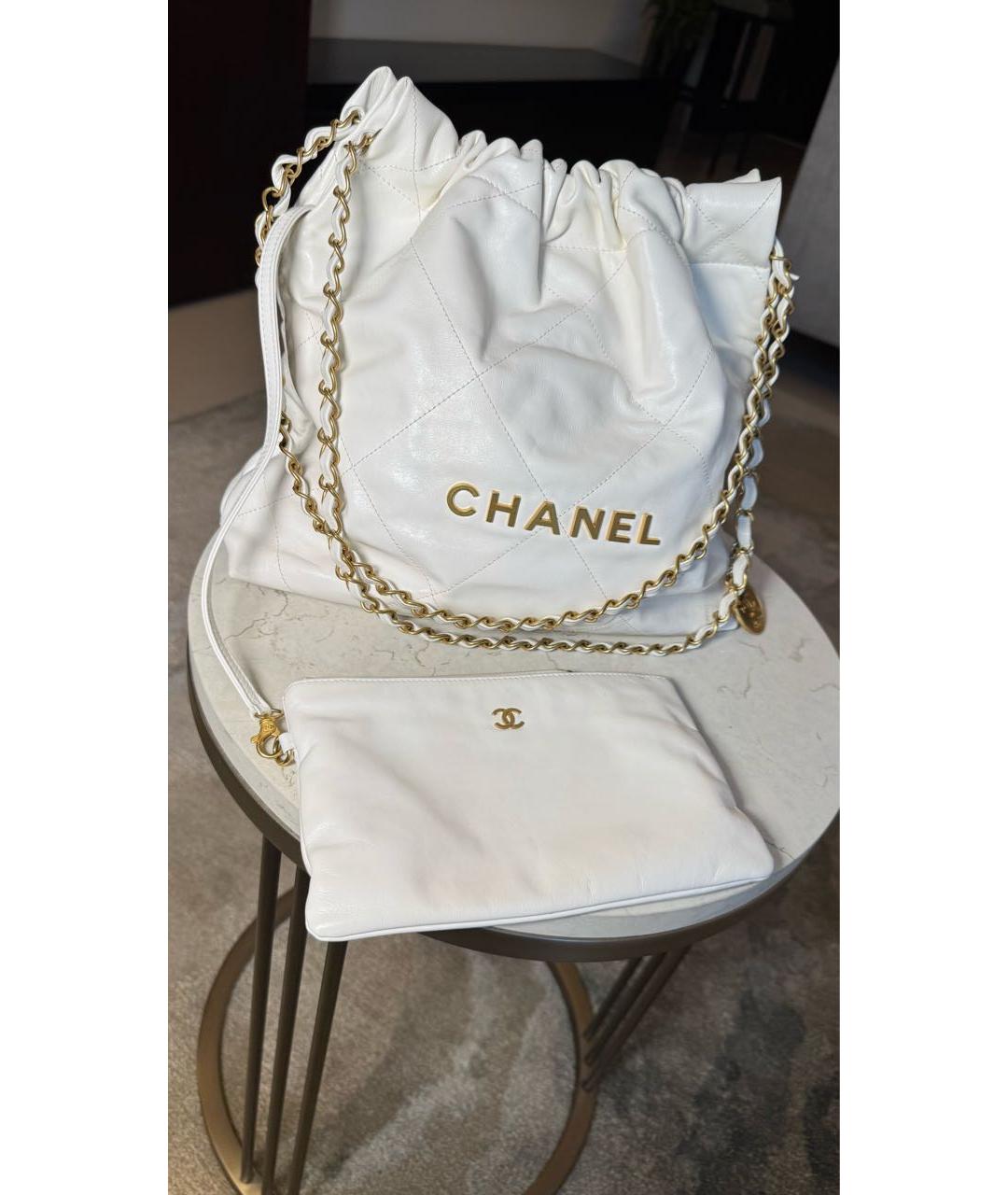 CHANEL Белая кожаная сумка через плечо, фото 2
