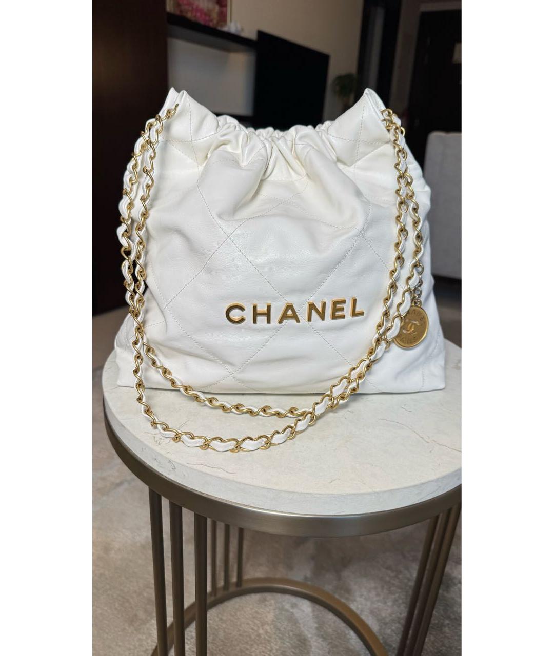 CHANEL Белая кожаная сумка через плечо, фото 8