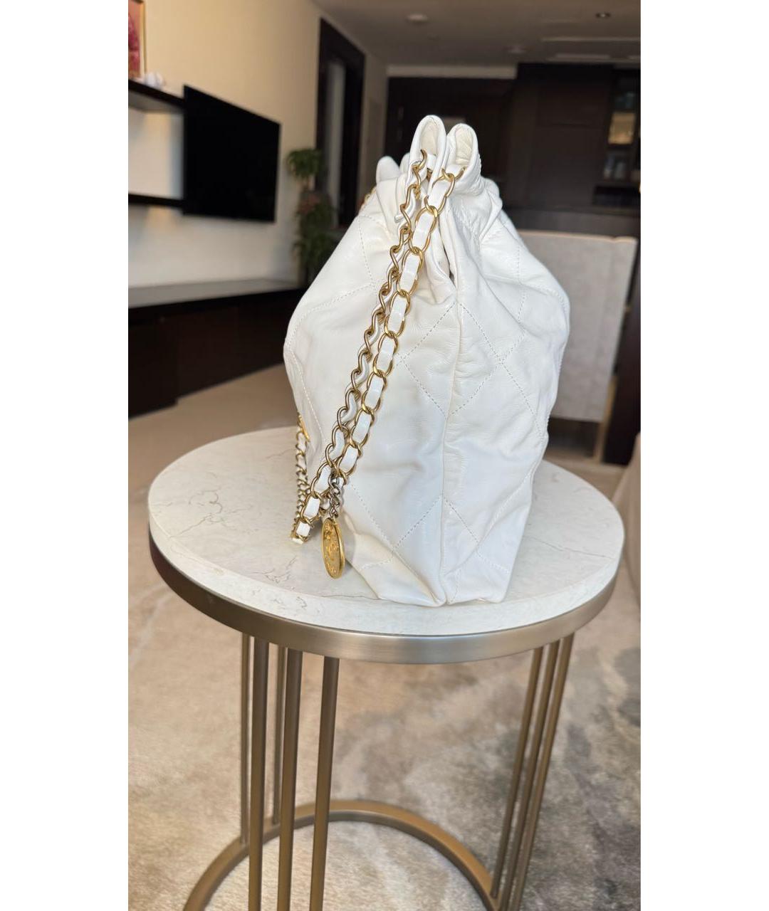 CHANEL Белая кожаная сумка через плечо, фото 3