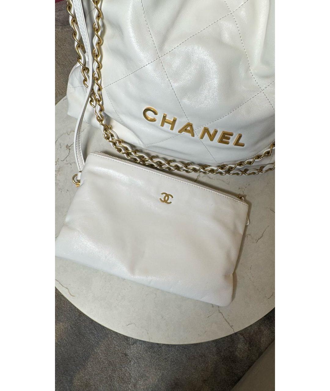 CHANEL Белая кожаная сумка через плечо, фото 7