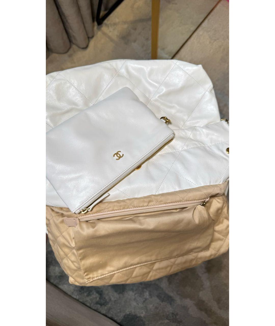 CHANEL Белая кожаная сумка через плечо, фото 4