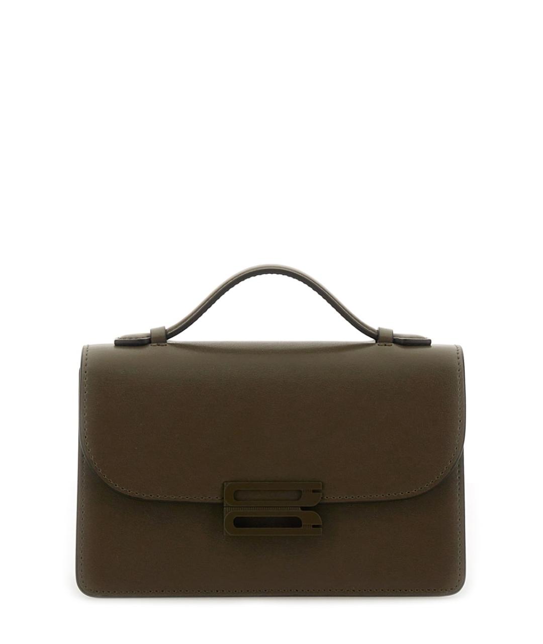 VICTORIA BECKHAM Коричневая кожаная сумка с короткими ручками, фото 1