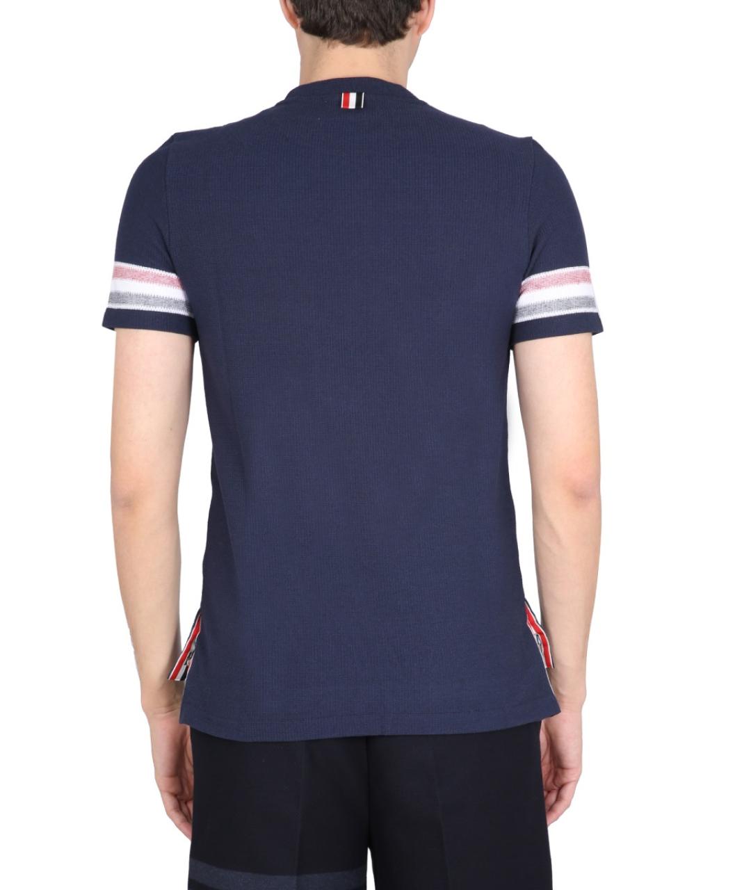 THOM BROWNE Синяя хлопковая футболка, фото 4