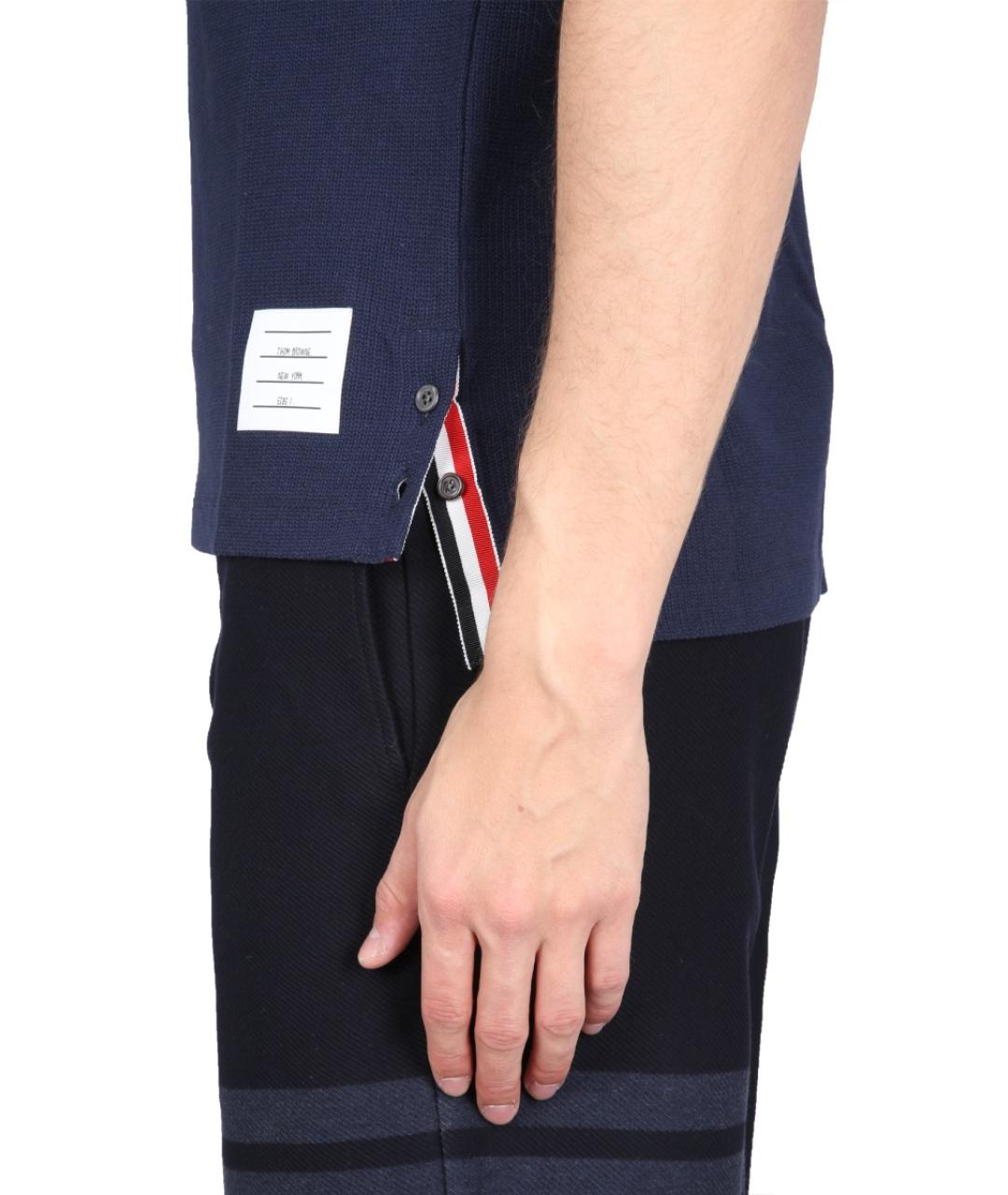 THOM BROWNE Синяя хлопковая футболка, фото 5