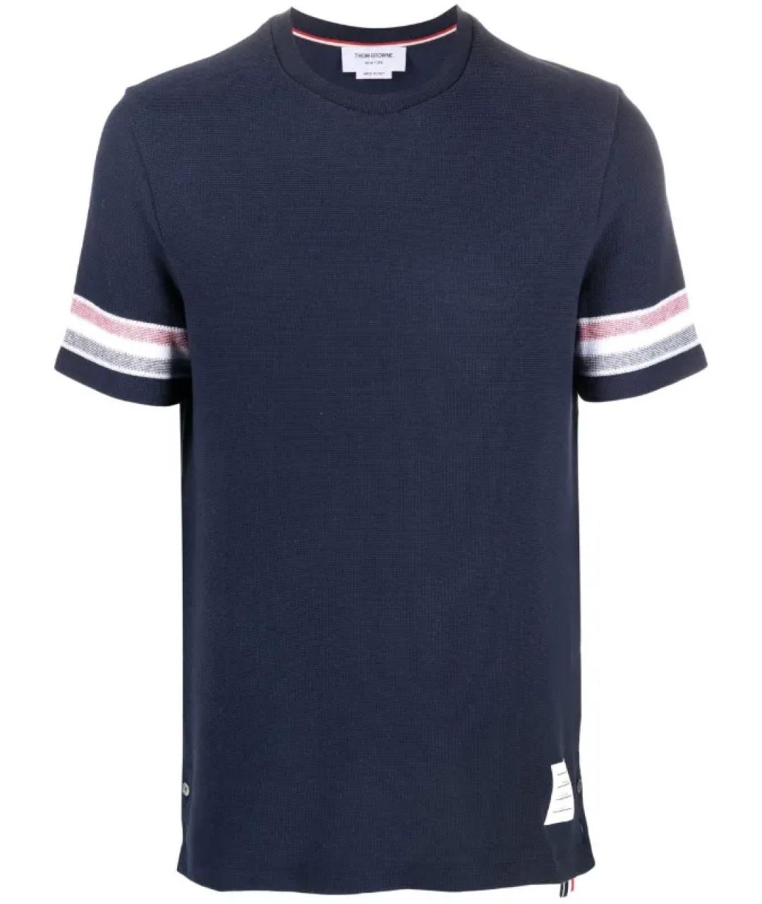 THOM BROWNE Синяя хлопковая футболка, фото 1