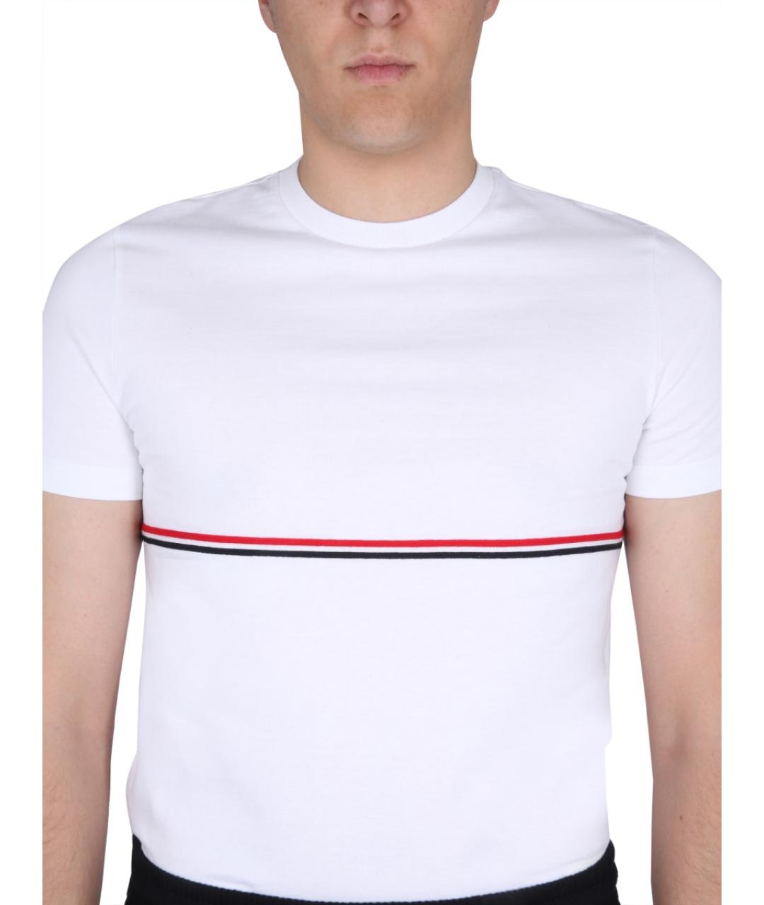 THOM BROWNE Белая хлопковая футболка, фото 4